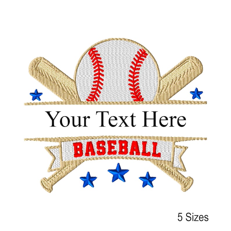 Baseball Split Monogram Embroidery Design: Sports Instant Download Files (5 Sizes) image 1