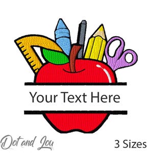 Apple Machine Embroidery Design: Teacher Monogram (Instant Download)