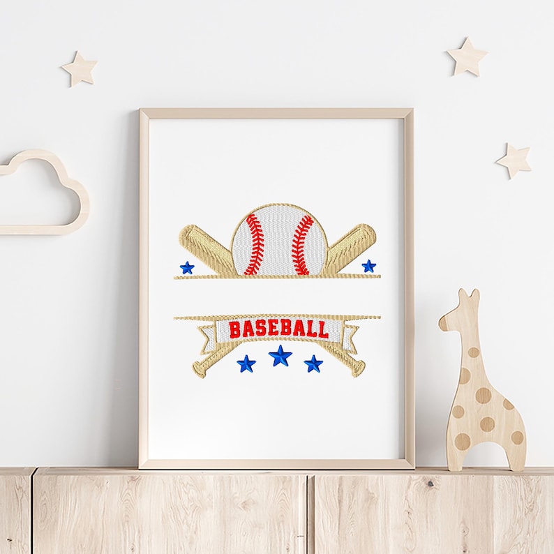 Baseball Split Monogram Embroidery Design: Sports Instant Download Files (5 Sizes) image 5