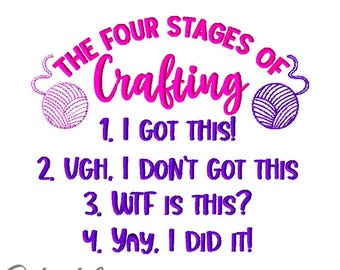 Four Stages of Crafting - Word Embroidery Design (Instant Download)