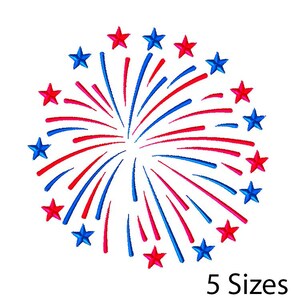 Fireworks 2 Embroidery Design, USA Embroidery Design, July 4th Embroidery Design, Machine Embroidery Design, Instant Download in 5 Sizes