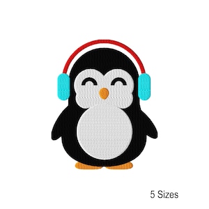 Penguin with Earmuffs Machine Embroidery Design, Christmas Machine Embroidery Pattern, Winter Machine Embroidery Files, Instant Download