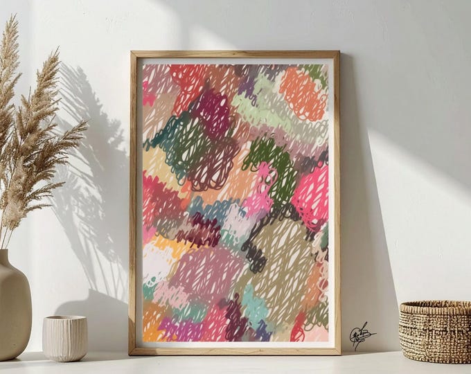 Featured listing image: Scribbled Art 2 - Playful Vibrant Artwork Set / x3 Images