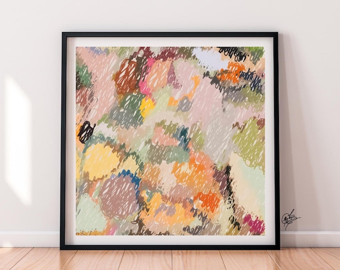 Featured listing image: Scribbled Art 4 - Playful Vibrant Artwork Set / x3 Images