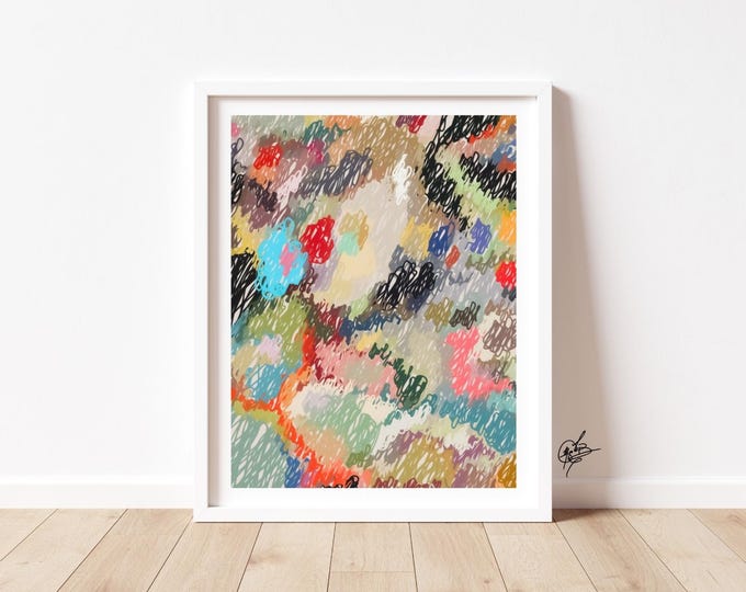 Featured listing image: Scribbled Art 3 - Playful Vibrant Artwork Set / x3 Images