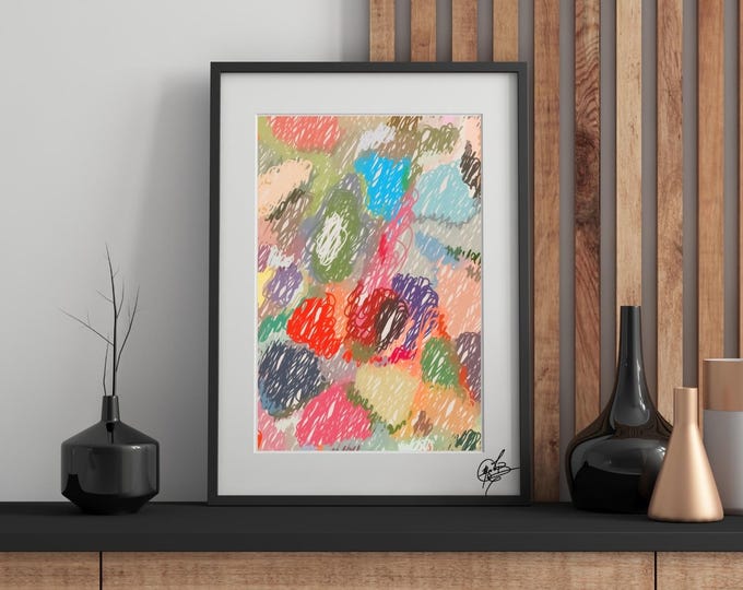 Featured listing image: Scribbled Art 1 - Playful Vibrant Artwork Set / x3 Images