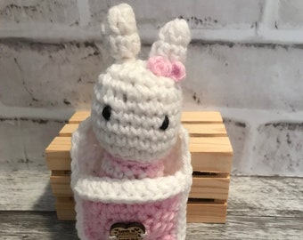 MAKE AN OFFER Bedtime Bunny in a Blanket Bed - Pink/White -