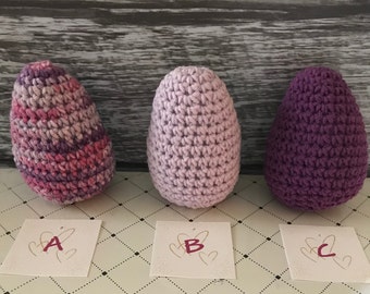 Hand Crocheted 3 Inch Solid and Striped Easter Eggs - Choose Colors - Purple