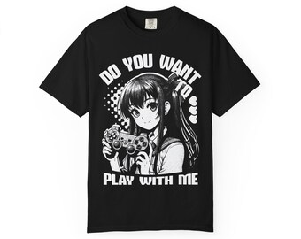 Monochrome Anime Girl Illustration T-Shirt | Manga Portrait, Watercolor Style