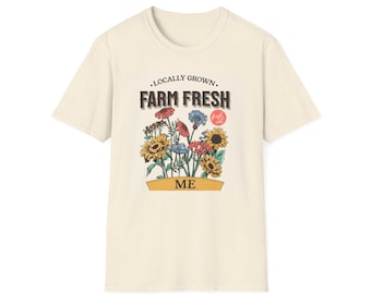 Farm Fresh Flowers T-Shirt | Vintage Floral Locally Grown Design