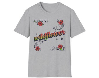 Wildflower Script Floral T-Shirt | Retro Flower Graphic