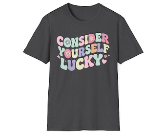Consider Yourself Lucky T-Shirt | Pastel Retro Bubble Letter Tee
