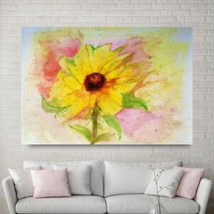 Watercolor Sunflower, Sunflower Art print, Sunflower, Wall art, Digital download, Printable Art, Home decor, nursery flower, Bedroom decor
