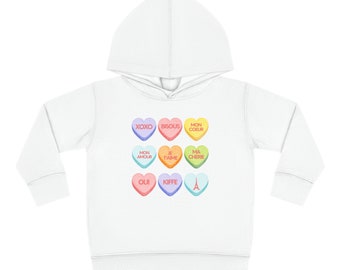 French Candy Hearts Fleece Hoodie (Toddler)