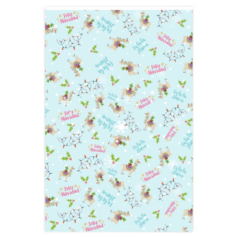 Fa La La Llama Wrapping Paper Holiday Gift Wrap Llama Feliz Navidad Etsy