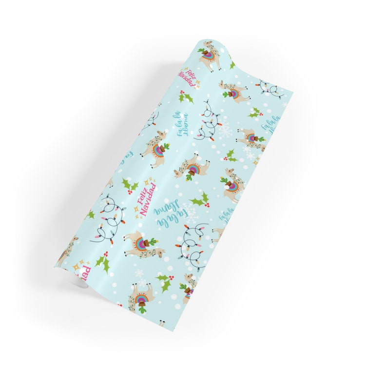 Fa La La Llama Wrapping Paper Holiday Gift Wrap Llama Feliz Navidad Etsy