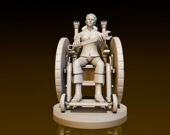 Female Artificer Wheelchair | DND Miniatures | DND Model | DungeonGuildMerchant | No Assembly Required | 1 Piece | TTrpg Mini