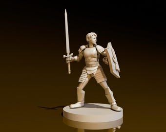 Female Paladin | DND Miniatures | DND Model | DungeonGuildMerchant | No Assembly Required | 1 Piece | TTrpg Mini