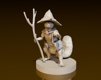 Chirp Cleverwhisker der Eichhörnchen-Zauberer | DND Miniaturen | DND Modell | DungeonGildenKaufmann | Keine Montage Erforderlich | TTrpg Mini