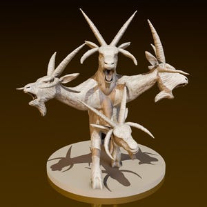 Goat Hydra | DND Miniatures | DND Model | DungeonGuildMerchant | No Assembly Required | 1 Piece | TTrpg Mini