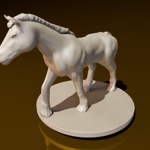 Draft horse | DND Miniatures | DND Model | DungeonGuildMerchant | No Assembly Required | 1 Piece | TTrpg Mini