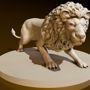 Lion Pose 2 | DND Miniatures | DND Model | DungeonGuildMerchant | No Assembly Required | 1 Piece | TTrpg Mini