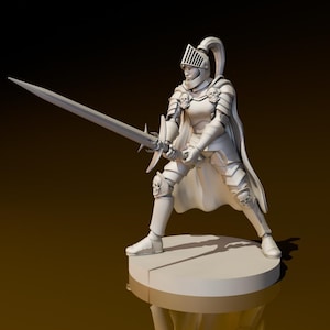 Fallen Female Paladin 2 | DND Miniatures | DND Model | DungeonGuildMerchant | No Assembly Required | 1 Piece | TTrpg Mini