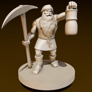 Dwarf Miner w/ Lantern & Pick | DND Miniatures | DND Model | DungeonGuildMerchant | 32mmScale | No Assembly Required | 1 Piece | TTrpg Mini