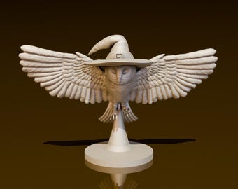 Owl Wizard Flying | DND Miniatures | DND Model | DungeonGuildMerchant | No Assembly Required | 1 Piece | TTrpg Mini