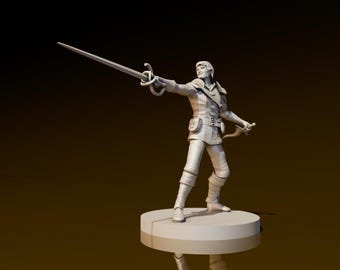 Human Male  Swashbuckler | DND Miniatures | DND Model | DungeonGuildMerchant | No Assembly Required | 1 Piece | TTrpg Mini