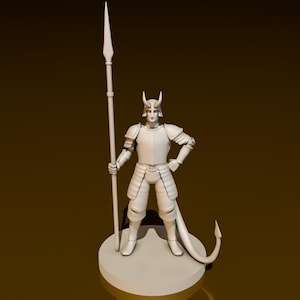 Tiefling Guard With Spear | DND Model | DND Miniatures | DungeonGuildMerchant | No Assembly Required | 1Piece | TTrpg Mini