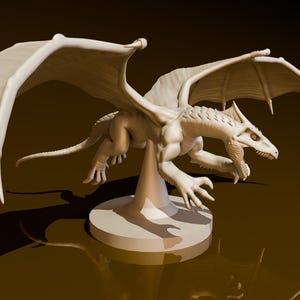 White Dragon Wyrmling Flying | DND Miniatures | DND Model | DungeonGuildMerchant | No Assembly Required | 1 Piece | TTrpg Mini