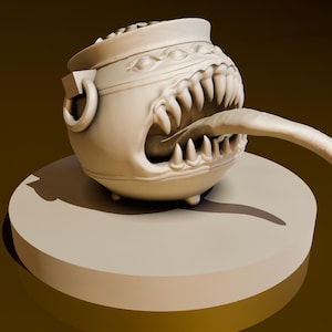 Pot of Gold Mimic | DND Miniatures | DND Model | DungeonGuildMerchant | 32mmScale | No Assembly Required | 1 Piece | TTrpg Mini