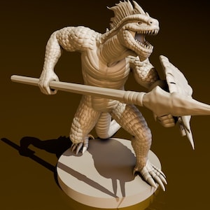 LizardFolk Spearman | DND Miniatures | DND Model | DungeonGuildMerchant | No Assembly Required | 1 Piece | TTrpg Mini