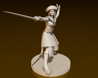 Female Pirate Captain | DND Miniatures | DND Model | DungeonGuildMerchant | No Assembly Required | 1Piece | TTrpg Mini