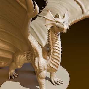 Ancient Brass Dragon | DND Miniatures | DND Model | DungeonGuildMerchant | No Assembly Required | 1 Piece | TTrpg Mini