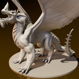 Adult Blue Dragon Version 2 | DND Miniatures | DND Model | DungeonGuildMerchant | No Assembly Required | 1 Piece | TTrpg Mini