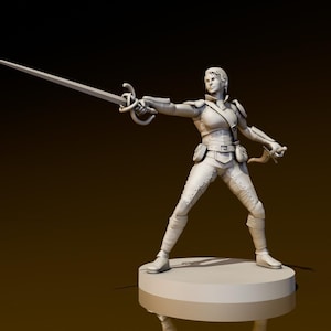 Human Female Swashbuckler | DND Miniatures | DND Model | DungeonGuildMerchant | No Assembly Required | 1 Piece | TTrpg Mini