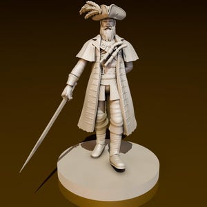 Male Pirate Captain | DND Miniatures | DND Model | DungeonGuildMerchant | No Assembly Required | 1Piece | TTrpg Mini