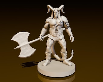 Bárbaro Tiefling 3 / Miniaturas DND / Modelo DND / DungeonGuildMerchant / No requiere ensamblaje / 1 pieza / Miniatura de rol de rol