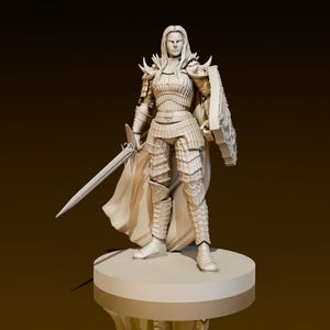 Female Paladin Fallen | DND Miniatures | DND Model | DungeonGuildMerchant | No Assembly Required | 1 Piece | TTrpg Mini