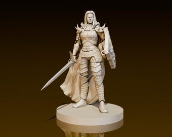Female Paladin Fallen | DND Miniatures | DND Model | DungeonGuildMerchant | No Assembly Required | 1 Piece | TTrpg Mini
