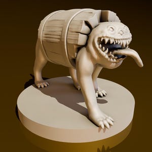 Barrel Mimic | DND Miniatures | DND Model | DungeonGuildMerchant | No Assembly Required | 1 Piece | TTrpg Mini