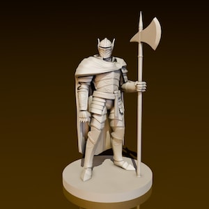 Human Male Paladin in Mithral Plate Armor w/ Halberd | DND Miniatures | DND Model | DungeonGuildMerchant | 1 Piece | TTrpgMini