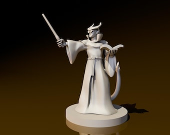 Tiefling Wizard  with Glasses | DND Miniatures | DND Model | DungeonGuildMerchant | No Assembly Required | 1 Piece | TTrpg Mini