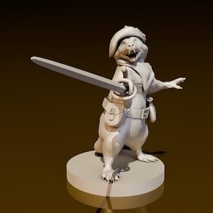 Raccoon Swashbuckler | DND Miniatures | DND Model | DungeonGuildMerchant | No Assembly Required | 1 Piece | TTrpg Mini