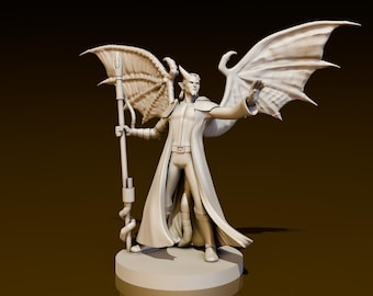 Tiefling Male Warlock Warforged Limbs | DND Miniatures | DND Model | DungeonGuildMerchant | No Assembly Required | TTrpg Mini