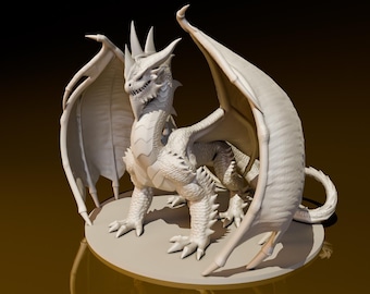 Dragon of Creation | DND Miniatures | Dragon | DungeonGuildMerchant | no assembly required | one piece | TTRPG Mini