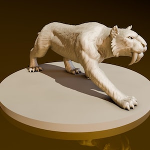 Saber-Toothed Tiger | DND Miniatures | DND Model | DungeonGuildMerchant | No Assembly Required | 1 Piece | TTrpg Mini