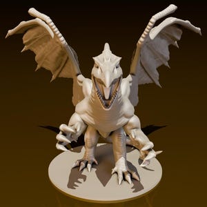 Adult White Dragon | DND Miniatures | DND Model | DungeonGuildMerchant | No Assembly Required | 1 Piece | TTrpg Mini